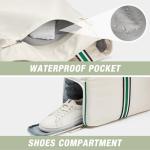 G4Free Pickleball Bag, Pickleball Tote Bag for Women Men, External Ball Bag with Shoe Compartment & Paddle Cover Pocket,Beige&Green