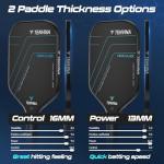 TENVINA Pickleball Paddles, Multi-Layer T700SC Textured Carbon Fiber Pickleball Paddle, 4-Types of Shapes and Thicknesses, Strong Spin & Power Surface of USAPA Approved Pickle Ball Paddle