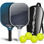 PRO-SPIN Carbon Fiber Pickleball Paddles Set of 2 or Single | Lightweight Pickleball Set with Indoor/Outdoor Balls, Bag & Covers – Durable Pickle Ball Paddle Gift for Men, Women & Families