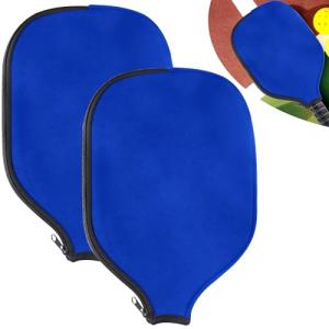 2 PCS Pickleball Paddle Covers, Durable Neoprene Paddle Cover Universal 8.26 x 11.8Inch Zippered Universal Racket Sleeve Paddle Storage Bag, Fits USAPA Standard and Extended Pickleball Racquets (Blue)