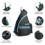 Mangrove Pickleball Bag, Large Capacity & Multi Pockets, Adjustable Sling Bag w/Fence Hook, Blue