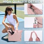 VASCHY Pickleball Tote Bags For Women With Fence Hook, Pickleball Paddle Holder Case Quilted Puffer Work/Gym/Sports Tote for 2 Rackets with Crossbody Strap Pink