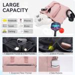 VASCHY Pickleball Tote Bags For Women With Fence Hook, Pickleball Paddle Holder Case Quilted Puffer Work/Gym/Sports Tote for 2 Rackets with Crossbody Strap Pink