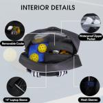 Cute Pickleball Tote Bag With Insulated Drink Cooler & Shoe Bag - Fence Hooks - Black