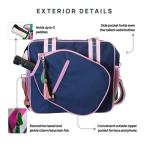 Fresh Pickle Lola Pickleball Tote - Designer Series Pickleball Bag for Women in Navy/Pink + Navy Stripe 30-ounce Tumbler With Top Handle and Flip Straw