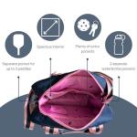 Fresh Pickle Lola Pickleball Tote - Designer Series Pickleball Bag for Women in Navy/Pink + Navy Stripe 30-ounce Tumbler With Top Handle and Flip Straw