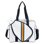 Queen of the Court Pickleball bag, Pickleball tote with fence Hook, pickle ball duffle for women, cute pickleball (White/Navy/Orange)