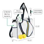 Queen of the Court Pickleball bag, Pickleball tote with fence Hook, pickle ball duffle for women, cute pickleball (White/Navy/Orange)