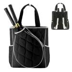 CCGTIOR 2-in-1 Tennis Tote Bag & Tennis Racket Backpack – Extra-Large Quilted Pickleball Racquet Bags, Water-Resistant & Lightweight for Men & Women (Black)