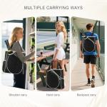 CCGTIOR 2-in-1 Tennis Tote Bag & Tennis Racket Backpack – Extra-Large Quilted Pickleball Racquet Bags, Water-Resistant & Lightweight for Men & Women (Black)