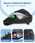 Trahzia Pickleball Sling Bag for Women and Men, Pickle Ball Paddle Backpack with Fence Hook for Racquetball, Badminton Rackets, Black