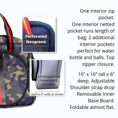 Women's Neoprene Pickleball Bag | 3 Racket Tote