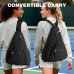 Trahzia Pickleball Sling Bag for Women and Men, Pickle Ball Paddle Backpack with Fence Hook for Racquetball, Badminton Rackets, Black