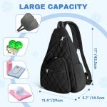 Trahzia Pickleball Sling Bag for Women and Men, Pickle Ball Paddle Backpack with Fence Hook for Racquetball, Badminton Rackets, Black