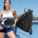 Trahzia Pickleball Sling Bag for Women and Men, Pickle Ball Paddle Backpack with Fence Hook for Racquetball, Badminton Rackets, Black