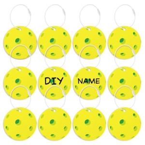 12PCs Pickleball Luggage Tags for Travel Suitcases Labels with Metal Ring 2.75in Pickleball Keychain PVC Name Id Card and DIY Pocket Hug Card, Backpack Charms for Men Women Travel Bag Suitcase