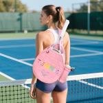 NZNDB Tennis Bags for Women Girl, Tennis Sling Crossbody Backpack, Water Resistant Tennis Bag for Pickleball, Tennis, Racketball(Pink)