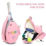 NZNDB Tennis Bags for Women Girl, Tennis Sling Crossbody Backpack, Water Resistant Tennis Bag for Pickleball, Tennis, Racketball(Pink)