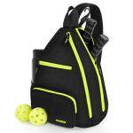 AEROBIX Green Pickleball Bag for Women & Men, Pickle Ball Backpack - Upgraded Zippers, Large Capacity, Padded Paddle Pocket, Adjustable Sling Bag (No Accessories)