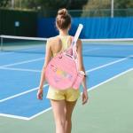NZNDB Tennis Bags for Women Girl, Tennis Sling Crossbody Backpack, Water Resistant Tennis Bag for Pickleball, Tennis, Racketball(Pink)