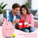 NZNDB Tennis Bags for Women Girl, Tennis Sling Crossbody Backpack, Water Resistant Tennis Bag for Pickleball, Tennis, Racketball(Pink)