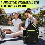 AEROBIX Green Pickleball Bag for Women & Men, Pickle Ball Backpack - Upgraded Zippers, Large Capacity, Padded Paddle Pocket, Adjustable Sling Bag (No Accessories)