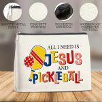 Xxoace All I Need Is Jesus and Pickleball Makeup Bag-Funny Pickleball Gift for Women Girls Friends Sister Daughter, Travel Cosmetic Pouch