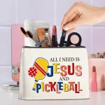 Xxoace All I Need Is Jesus and Pickleball Makeup Bag-Funny Pickleball Gift for Women Girls Friends Sister Daughter, Travel Cosmetic Pouch