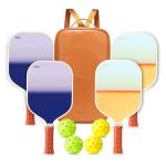 Pickleball Paddles Set of 4 - USAPA Approved Graphite Lightweight Racket, 4 Pickleball Rackets, 4 Outdoor Balls and 1 PU Leather Bag, Pickle Ball Set for Men Women Beginners, Sunset Glow