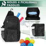 GOBUROS Pickleball Sling Bag for 2 Paddles, Pickleball Crossbody Backpack with Multiple Pockets and Hanging Fence Hook for Men and Women
