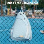 VELADAY Pickleball Bag for Women Chic Quilted Sling Bag, Fits 2 Paddles, Lightweight Weatherpoorf for Court & Daily Use, Blue