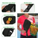 Cosmos 2 Pcs Neoprene Pickleball Paddle Cover Pickleball Racket Case Pickle Ball Sleeve - Pickleball Paddle Carry Bag with Ball Storage Accessories Pocket & Handle Strap (Black & Handle Stap)