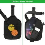 Cosmos 2 Pcs Neoprene Pickleball Paddle Cover Pickleball Racket Case Pickle Ball Sleeve - Pickleball Paddle Carry Bag with Ball Storage Accessories Pocket & Handle Strap (Black & Handle Stap)