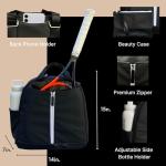 AYRES OUTDOOR Tennis Bag for Women, Designer Tennis Racket BackPack, Women Tennis Bag, Woman Pickleball BackPack, Tennis Bags 2 Rackets (Black)