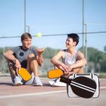 SPOENGRU PU Leather Pickleball Paddle Bag - Small Fashion Tote for Women & Men