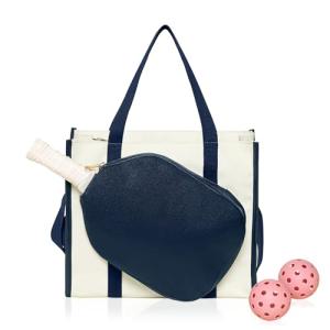 Mini Momo Durable Pickleball Tote Bag with Large Capacity & Adjustable Crossbody Strap (Navy)
