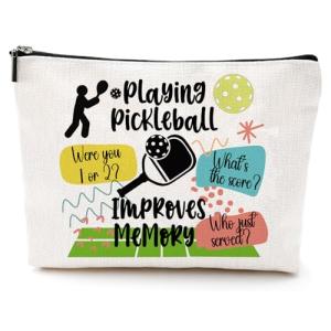 JFEHBFL Pickleball Gifts for Women,Pickleball Makeup Bag Canvas Zippered Cosmetic Pouch, Unique Gift for Pickleball Enthusiasts, Organizer for Toiletries & Makeup