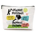 JFEHBFL Pickleball Gifts for Women,Pickleball Makeup Bag Canvas Zippered Cosmetic Pouch, Unique Gift for Pickleball Enthusiasts, Organizer for Toiletries & Makeup