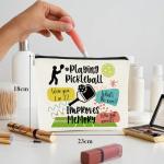 JFEHBFL Pickleball Gifts for Women,Pickleball Makeup Bag Canvas Zippered Cosmetic Pouch, Unique Gift for Pickleball Enthusiasts, Organizer for Toiletries & Makeup