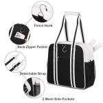 ACESAK Pickleball Bag, Pickleball Bags for Women Men Teens with Waterproof Pocket & Fence Hook, Pickleball Tote Bag for Pickleball Racquet Sports Gym Duffle, Adjustable Strap (Black