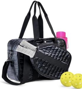 Modern Court Pickleball Bag for Women with Detachable Paddle Case, Fence Hook and Expandable Water Bottle Holder | Specialized Pickleball Tote with Shoulder Strap | Great Gift for Pickleball Lovers