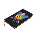 SMBOE Pickleball Ice Cream Drip Game Day Womens Long Purse Leather Hand Wallet Zipper Travel Coin Purse Credit Card 7.5X4.1 Inch