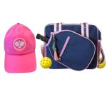 Lola Pickleball Tote Navy Pink- Designer Series Pickleball Bag for Women and Pink Cap for Women – Lightweight, Moisture-Wicking, Adjustable Hat with Embroidered Design