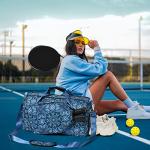 Boulder Bee Crossbody Pickleball Bags, Pickleball Sport Sling Bag for Women, Duffel Bags w Wet Pocket & Shoes Compartment, with Racquet/Paddle Holder (Blue)