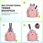 JKAOO Tennis Bags for Women, Waterproof Tennis Sling Crossbody Shoulder Backpack Holds 2 Rackets, Tennis Racket Bag for Pickleball Badminton (Pink)