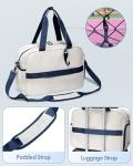 Smasrob Pickleball Tote Bag for Women with Exterior Paddle Pocket and Separate Shoe Compartment, Pickleball Bags with Wet Pocket and Detachable Strap, Beige