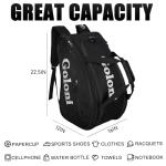 Goloni Pickleball Bag Padel Racket Backpack Large Capacity for Men Women Separate Waterproof Shoes Compartment Pickleball Accessories -Thermal Insulated Pockets Fits 4 to 10 Paddles
