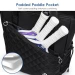 Pickleball Tote Bag for Women with Fence Hook, Quilted Pickleball Bag Holds 3-4 Paddles with Shoe Compartment & Wet Pocket