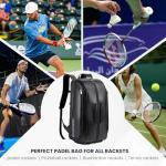 CCGTIOR Tennis Bags Convertible Padel Backpack - Duffle Bag For Paddles & Pickleball Accessories - Laptop Sleeve, Ball Sleeve, Fence Hook, Easy Access,Shoe Compartment (Black)