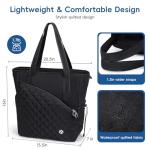 Pickleball Tote Bag for Women with Fence Hook, Quilted Pickleball Bag Holds 3-4 Paddles with Shoe Compartment & Wet Pocket